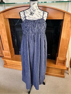 A New Day Navy and White Striped Dress. NWT